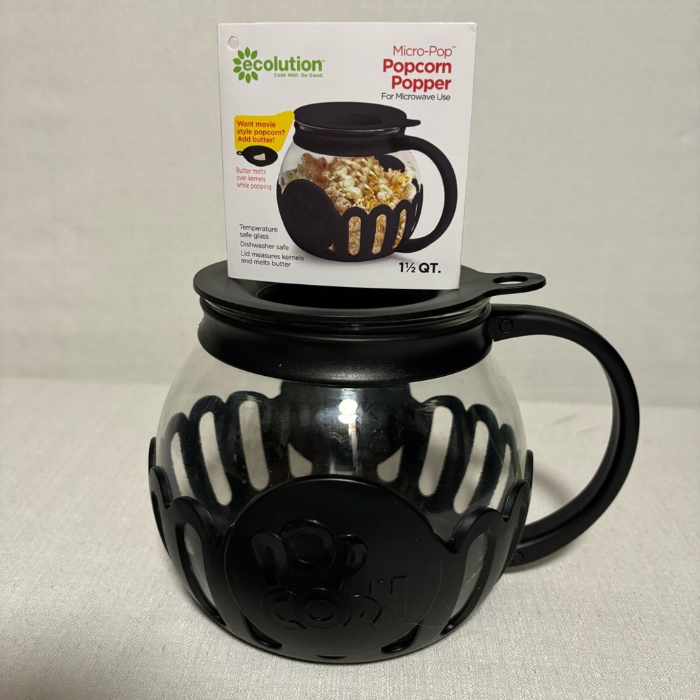 Ecolution Micro Pop Microwave Easy Healthy with butter basket New W/instructions